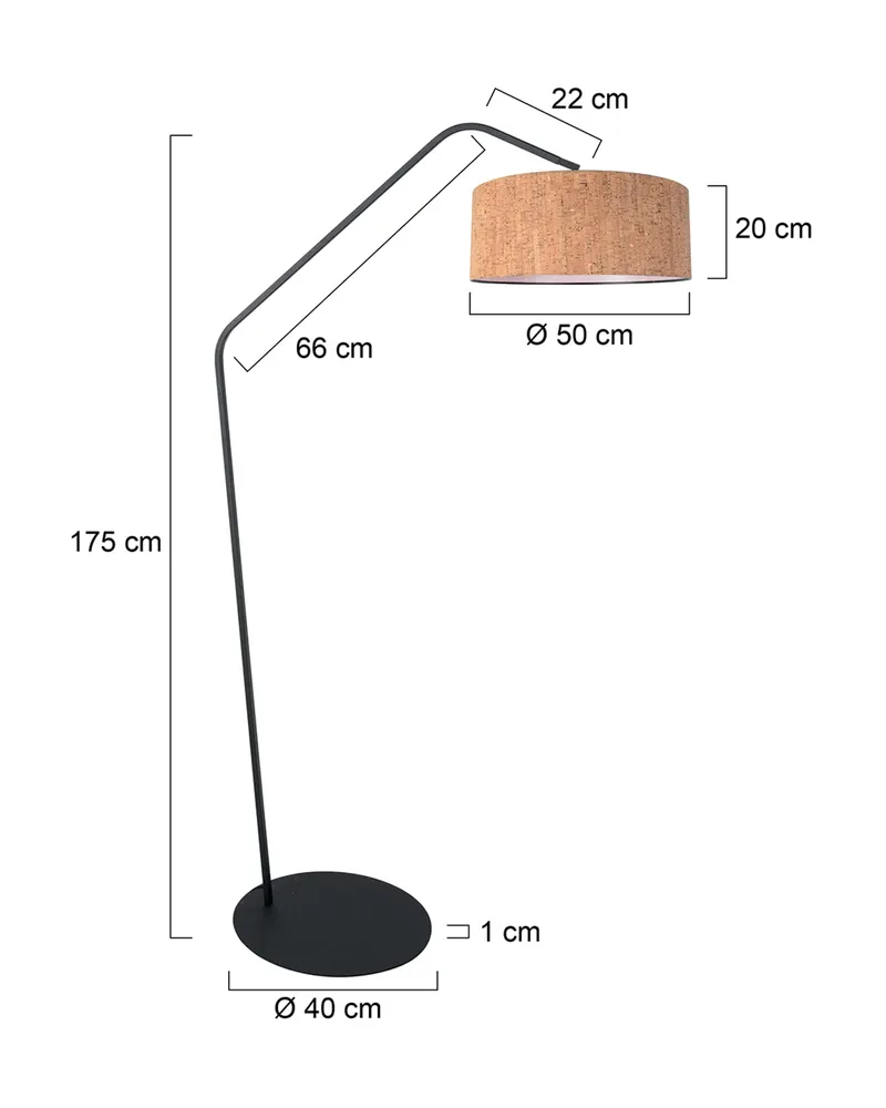 Anne-ZigZag Stehlampe mit Korkschirm in Schwarz, Ansicht 2