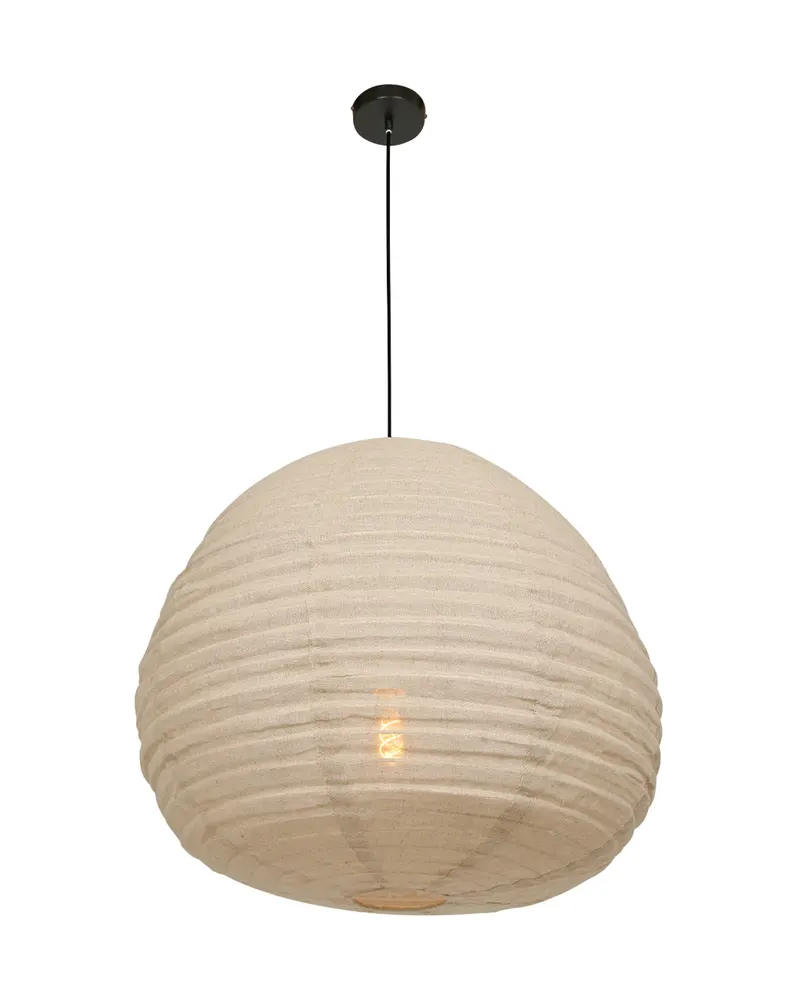 Bangalore Pendelleuchte aus Metall und Textil in Beige, Schwarz, Ansicht 10