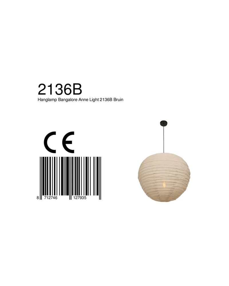 Bangalore Pendelleuchte aus Metall und Textil in Beige, Schwarz, Ansicht 12
