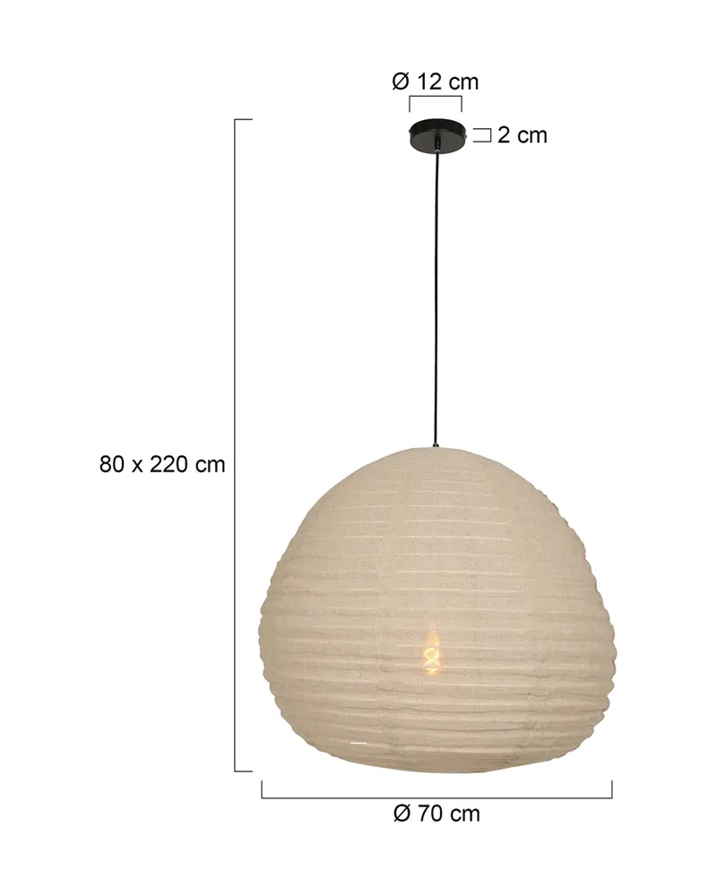Bangalore Pendelleuchte aus Metall und Textil in Beige, Schwarz, Ansicht 3