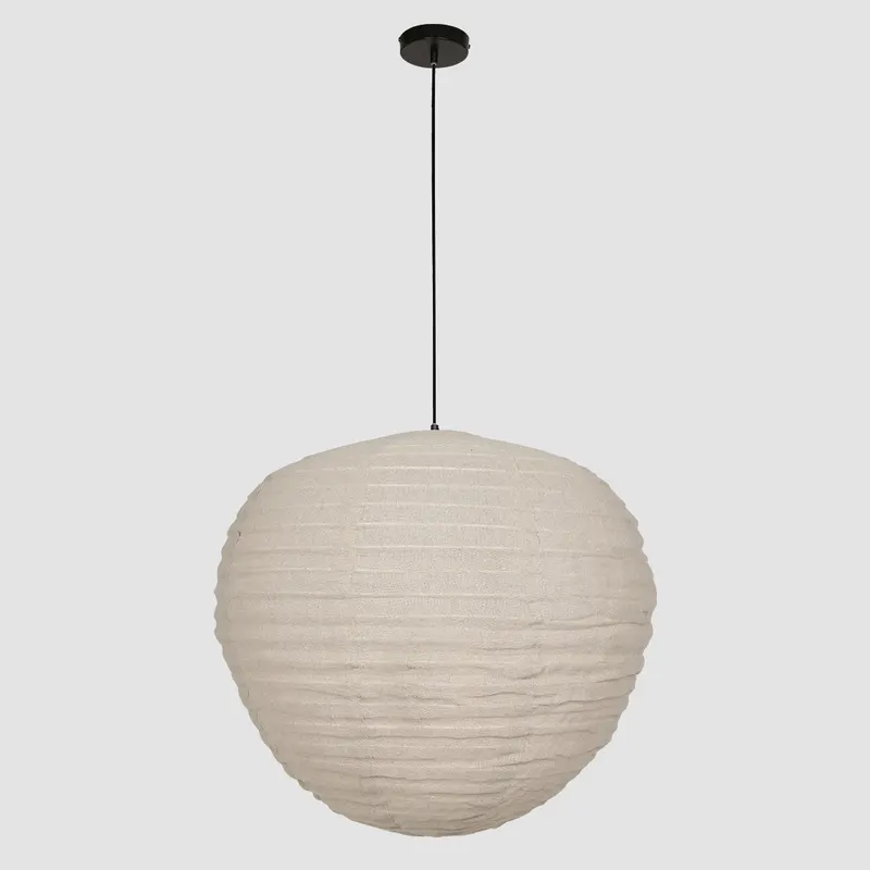 Bangalore Pendelleuchte aus Metall und Textil in Beige, Schwarz, Ansicht 8