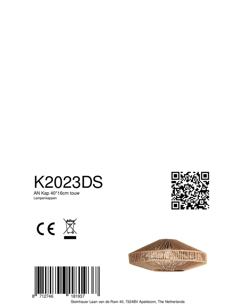 Lampenschirm K2023DS aus Seil, cremefarben, Ø 40 cm in Creme, Ansicht 8