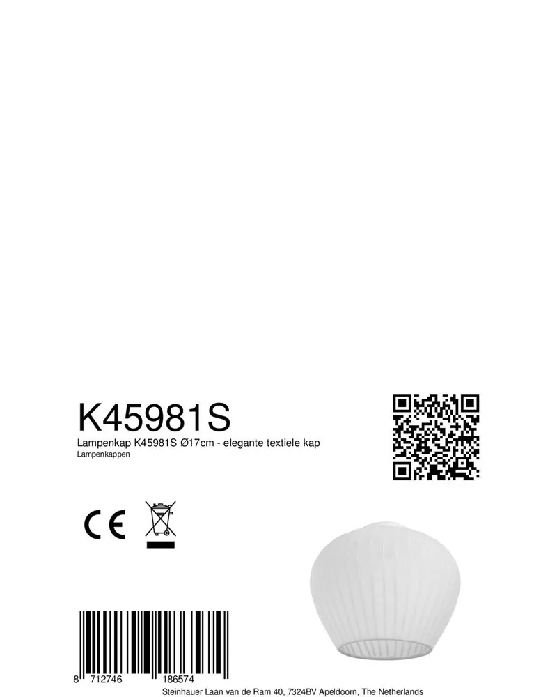 Weißer Textil-Lampenschirm, Ø 17 cm in Weiß, Ansicht 5