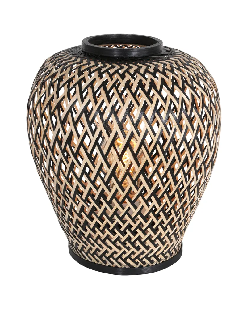 Maze Tischlampe mit Bambusschirm in Beige, Schwarz, Ansicht 1
