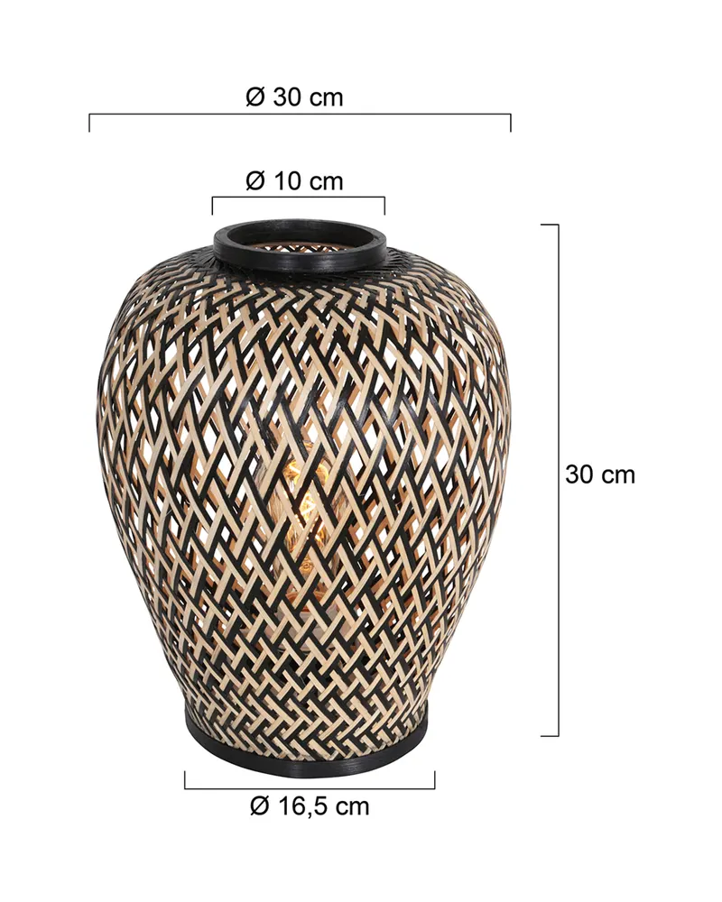 Maze Tischlampe mit Bambusschirm in Beige, Schwarz, Ansicht 12