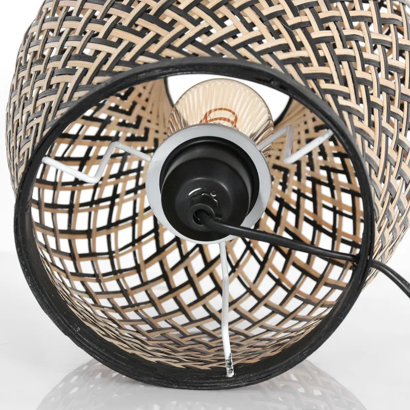 Maze Tischlampe mit Bambusschirm in Beige, Schwarz, Ansicht 5