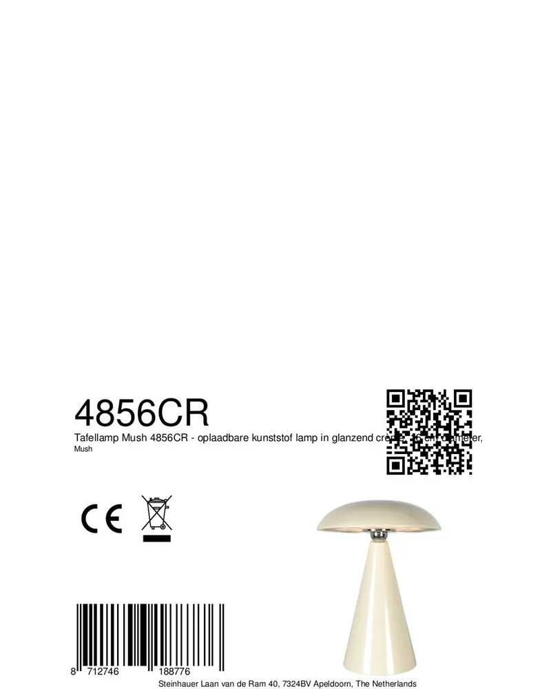 Mush Akku-Tischleuchte, Braun in Creme, Ansicht 9