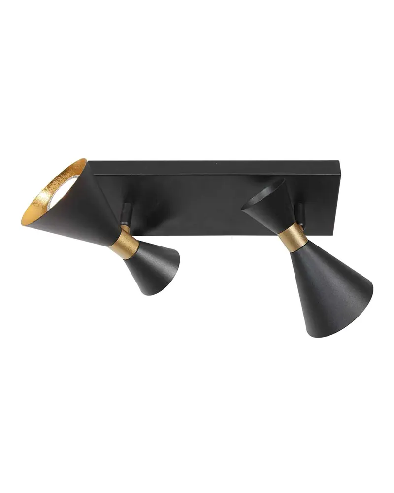 Preto Wandleuchte mit zwei schwenkbaren GU10-Spots, Gold, Schwarz
