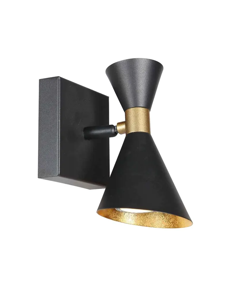 Preto Wandleuchte mit schwenkbarem GU10-Spot, Schwarz
