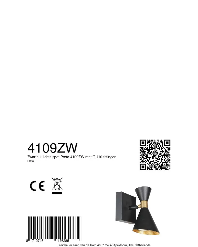 Preto Wandleuchte mit schwenkbarem GU10-Spot in Schwarz, Ansicht 9