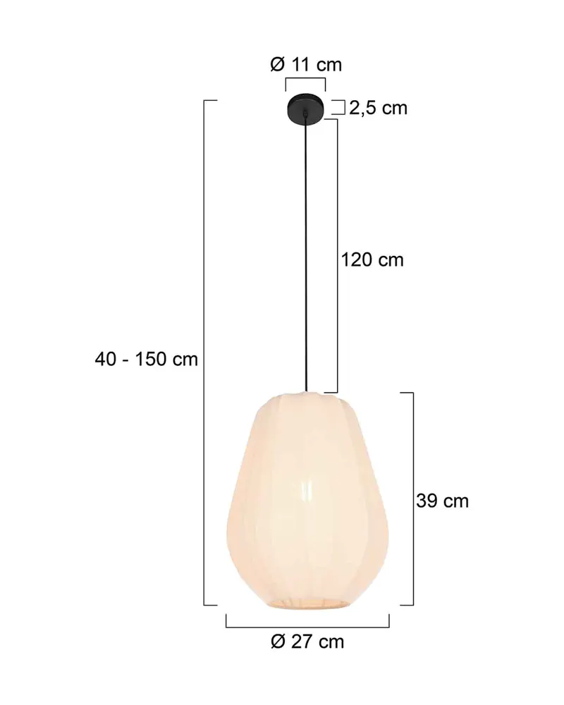 Sable Pendelleuchte in Creme mit höhenverstellbarer Aufhängung in Creme, Ansicht 3