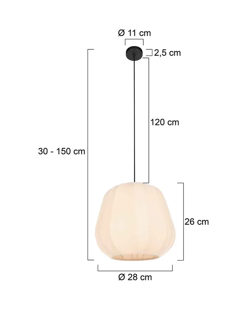 Sable Pendelleuchte mit Textilschirm in Creme, Ansicht 3