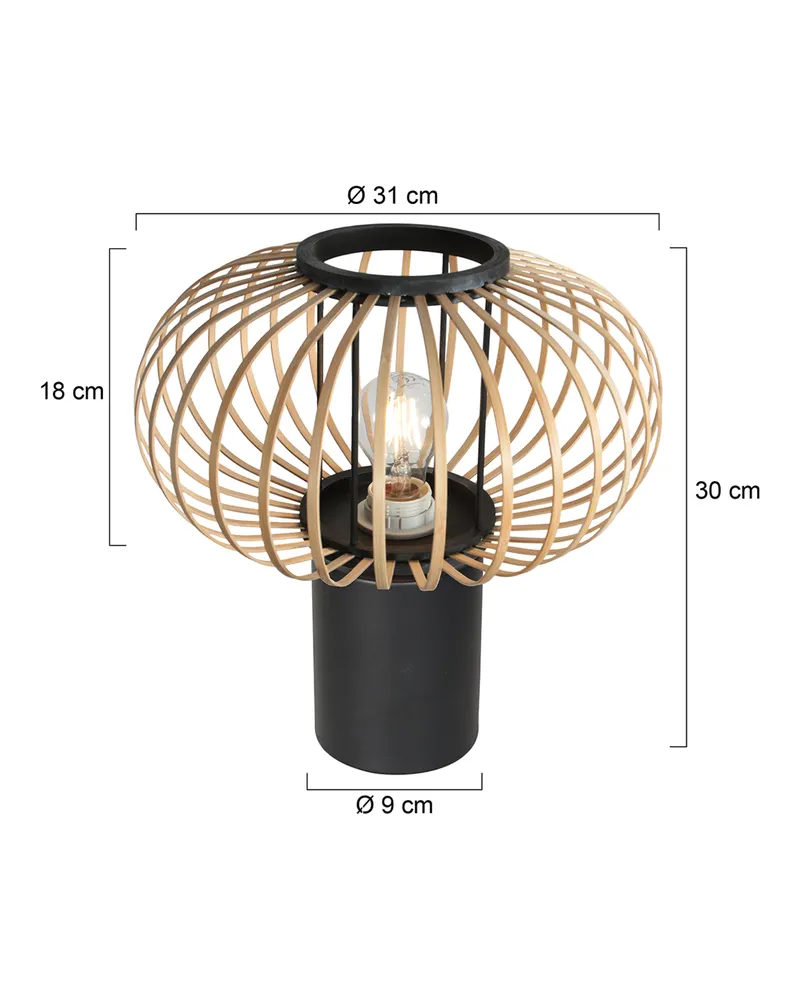 Anne Light Silva Tischlampe aus Bambus in Naturfarben, Schwarz, Ansicht 2