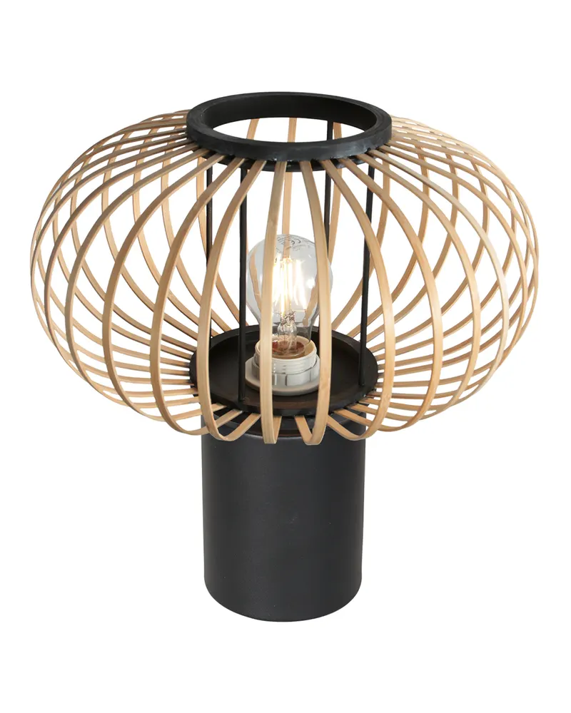 Anne Light Silva Tischlampe aus Bambus in Naturfarben, Schwarz, Ansicht 3