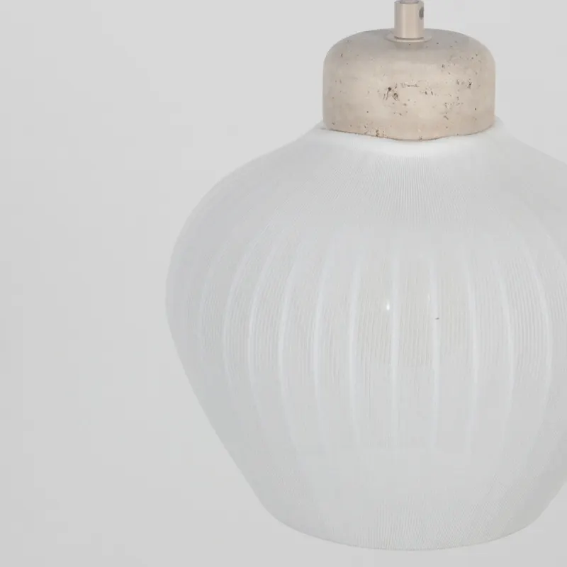 Anne Light Travino Pendelleuchte mit Leinen und Stein in Weiß, Ansicht 5
