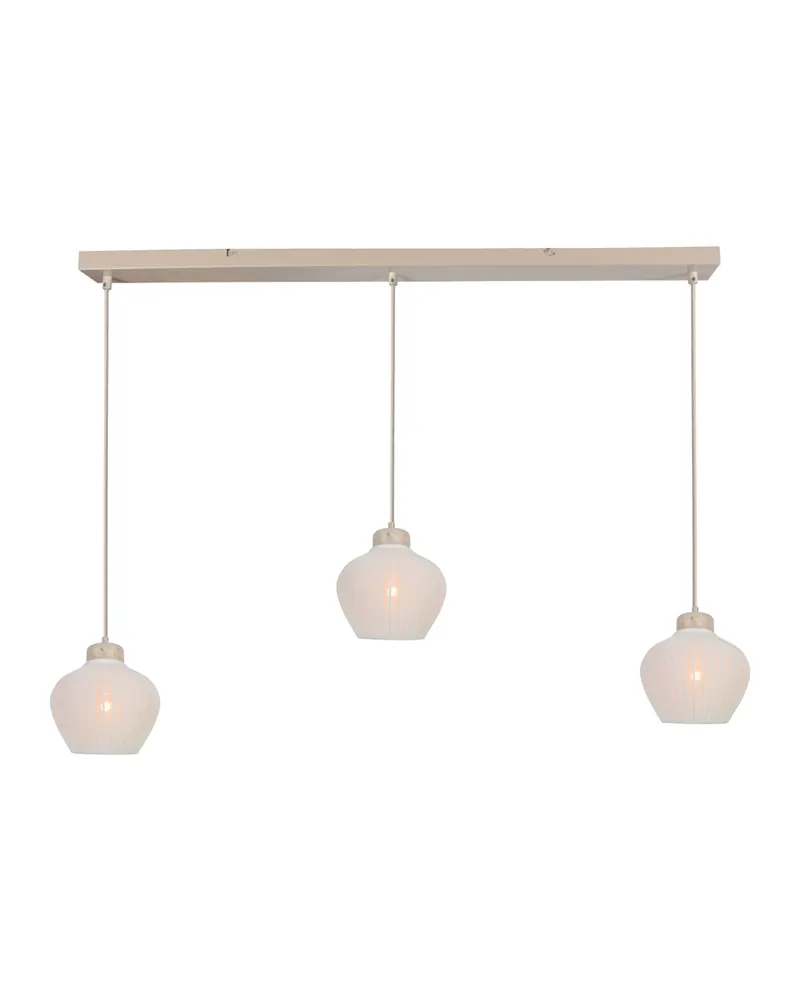 Anne Light Travino 3-flammige Pendelleuchte mit Leinen und Stein in Weiß, Ansicht 6