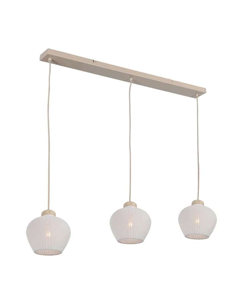 Anne Light Travino 3-flammige Pendelleuchte mit Leinen und Stein in Weiß, Ansicht 7