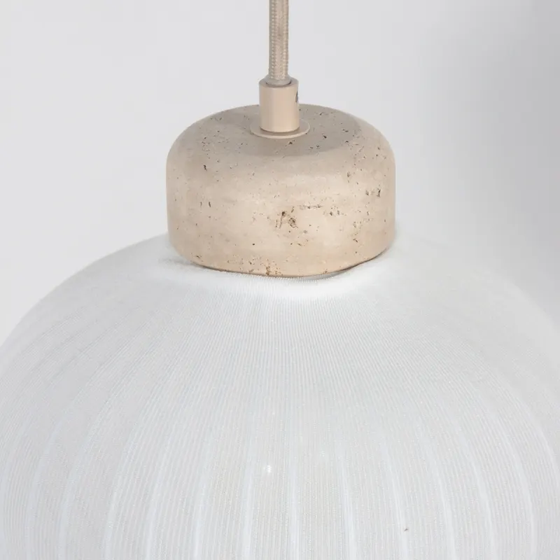 Anne Light Travino 3-flammige Pendelleuchte mit Leinen und Stein in Weiß, Ansicht 8