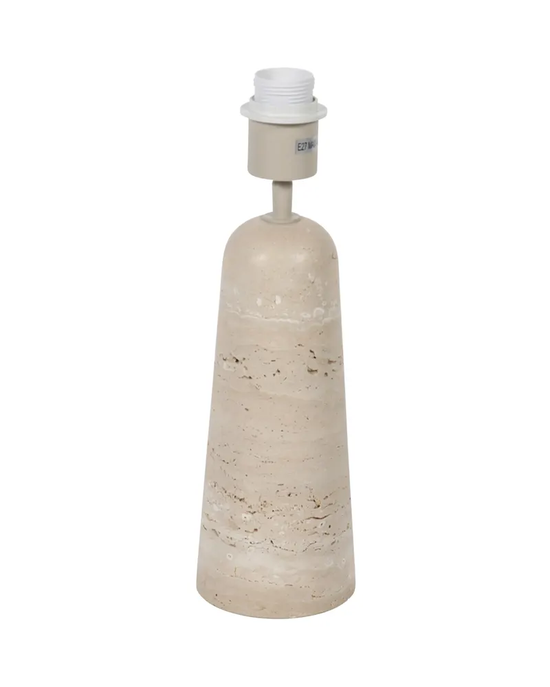 Travino Tischlampe mit Steinfuß und E27-Fassung, Creme