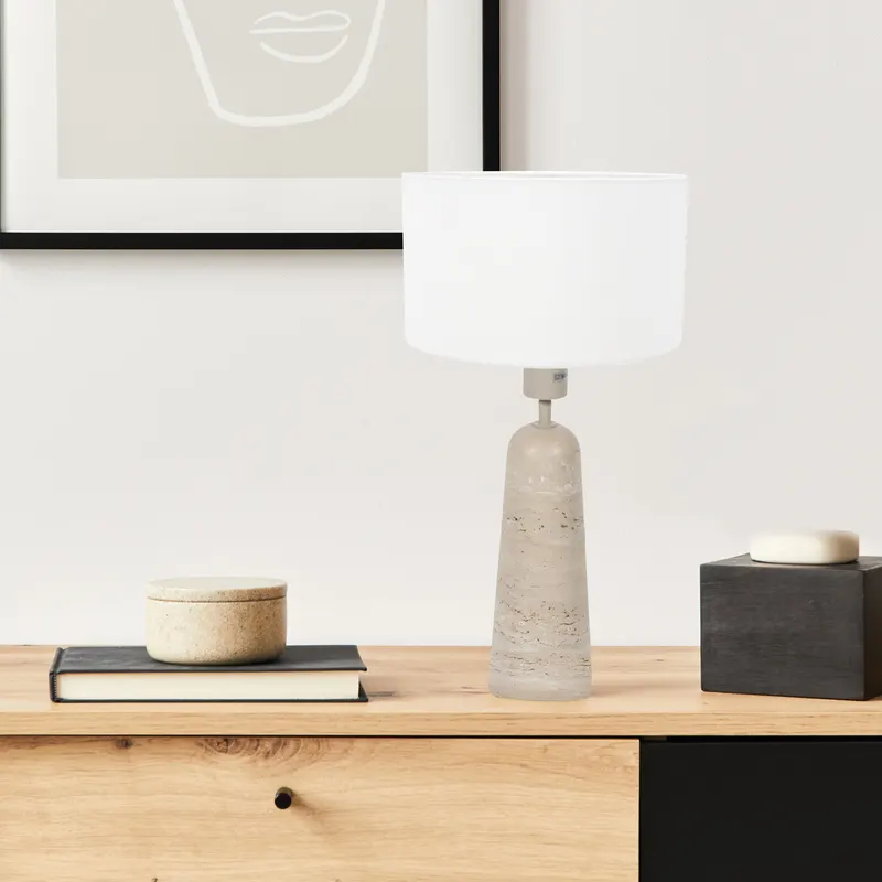 Travino Tischlampe mit Textilschirm in Creme, Ansicht 2