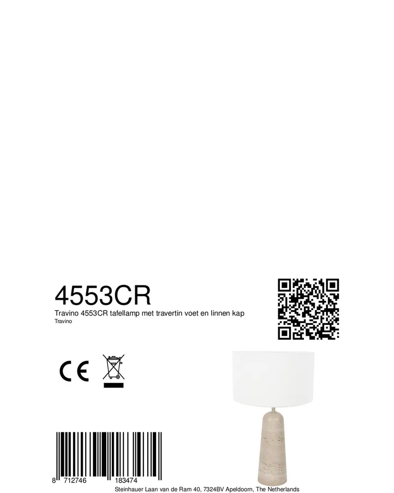 Travino Tischlampe mit Textilschirm in Creme, Ansicht 9
