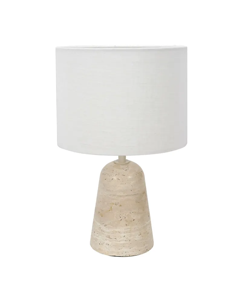 Travino Tischlampe aus Stein und Textil, Creme