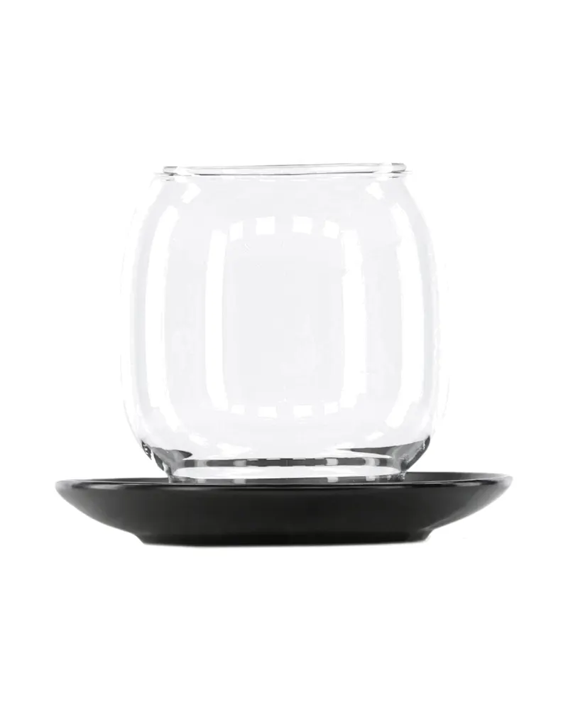 Archy Windlicht mit bauchigem Glas auf Steinzeugteller in Schwarz, Ansicht 8