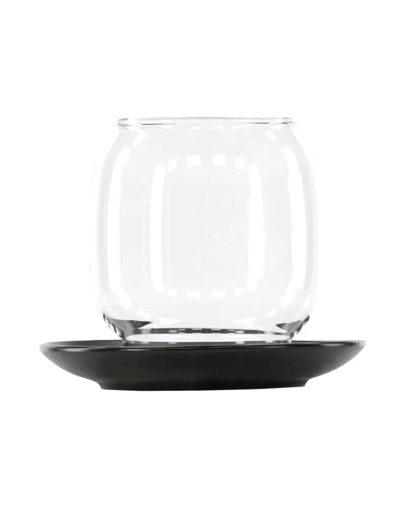 Archy Windlicht mit bauchigem Glas auf Steinzeugteller in Schwarz, Ansicht 10