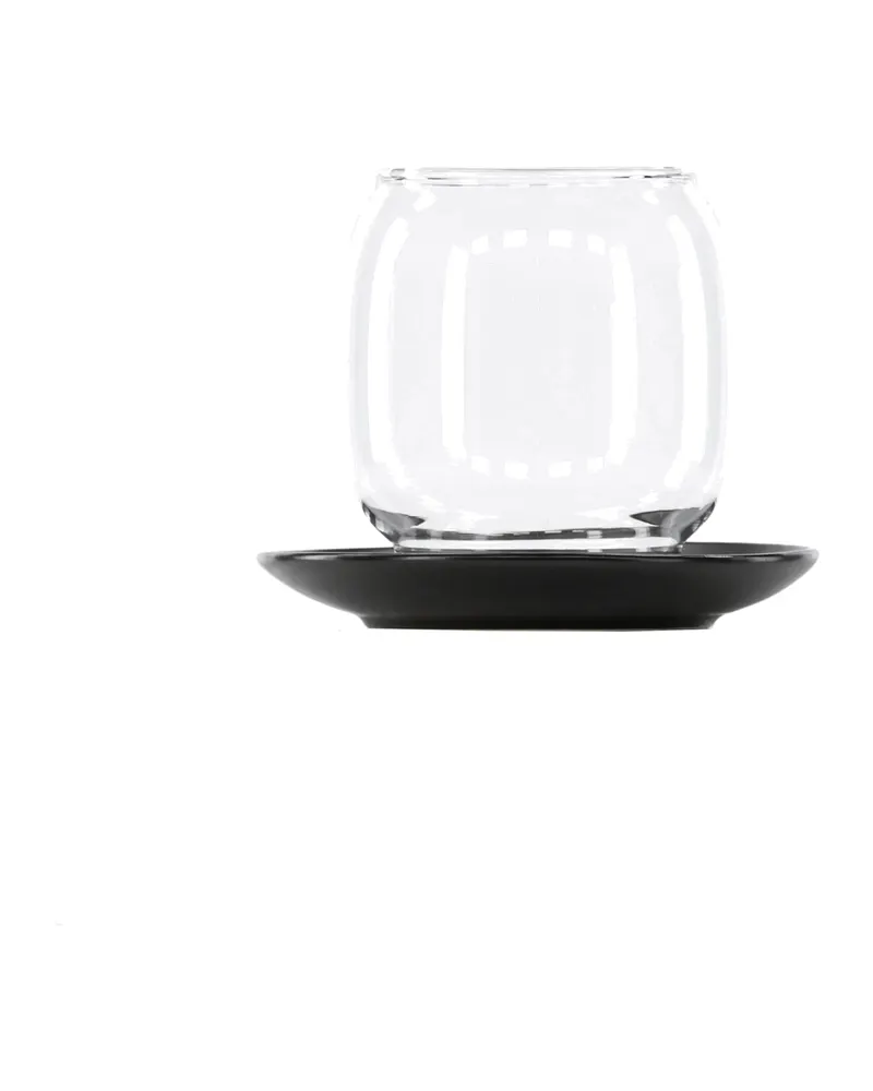 Archy Windlicht mit bauchigem Glas auf Steinzeugteller in Schwarz, Ansicht 11