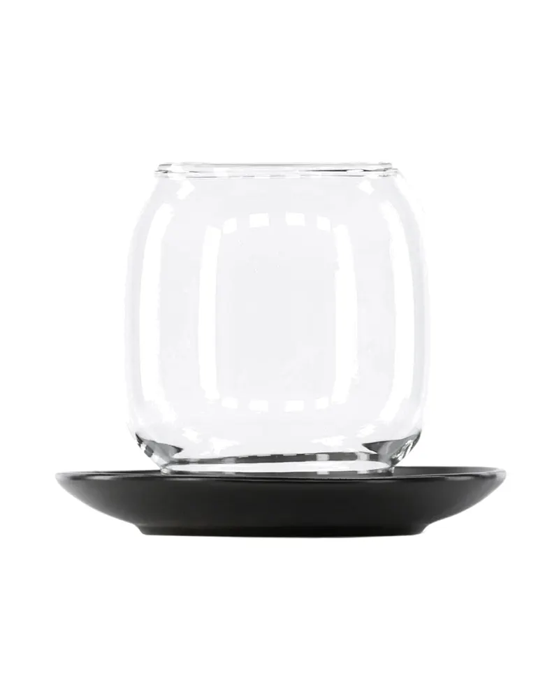 Archy Windlicht mit bauchigem Glas auf Steinzeugteller in Schwarz, Ansicht 12