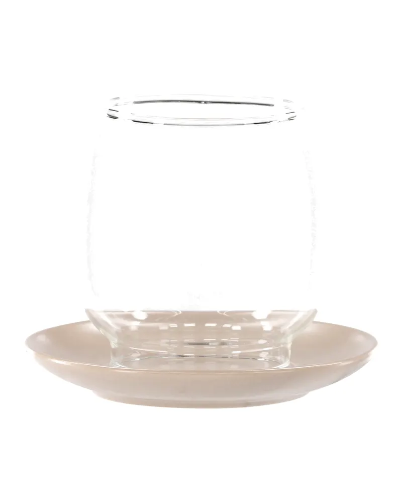 Archy Windlicht mit bauchigem Glas auf Steinzeugteller in Beige, Ansicht 10