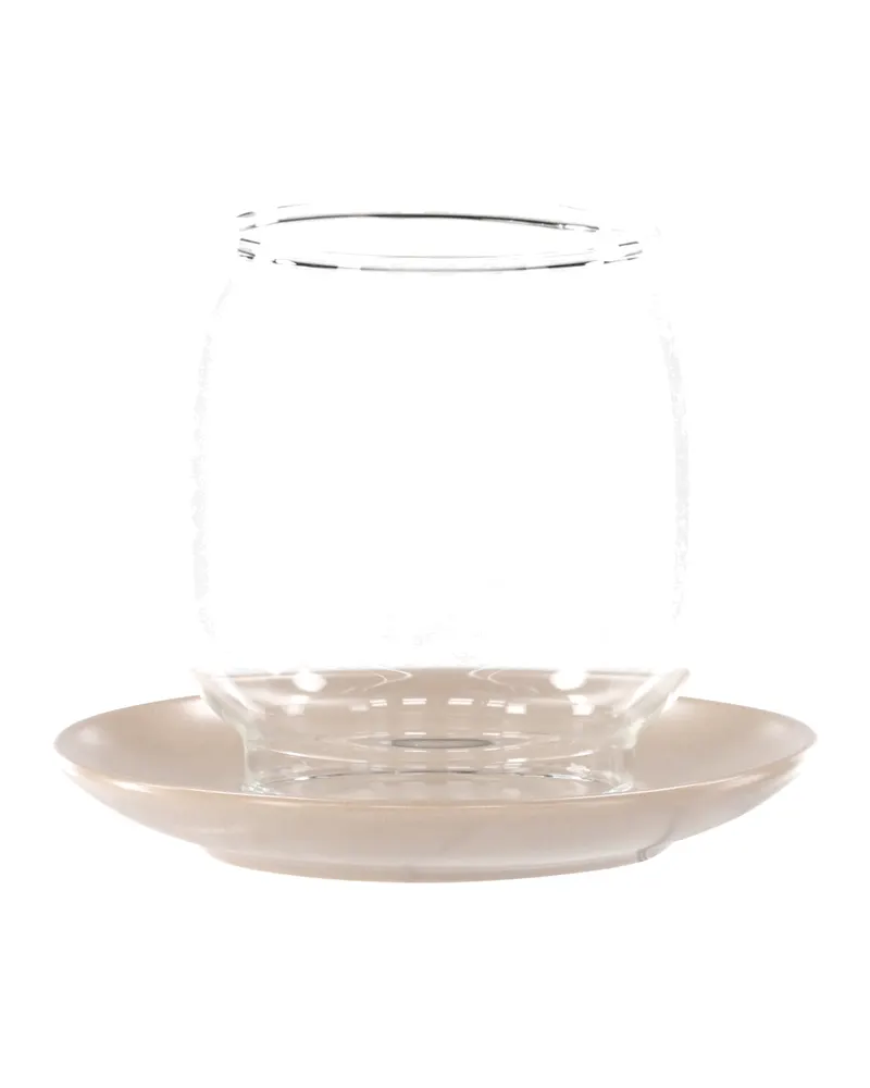 Archy Windlicht mit bauchigem Glas auf Steinzeugteller in Beige, Ansicht 11