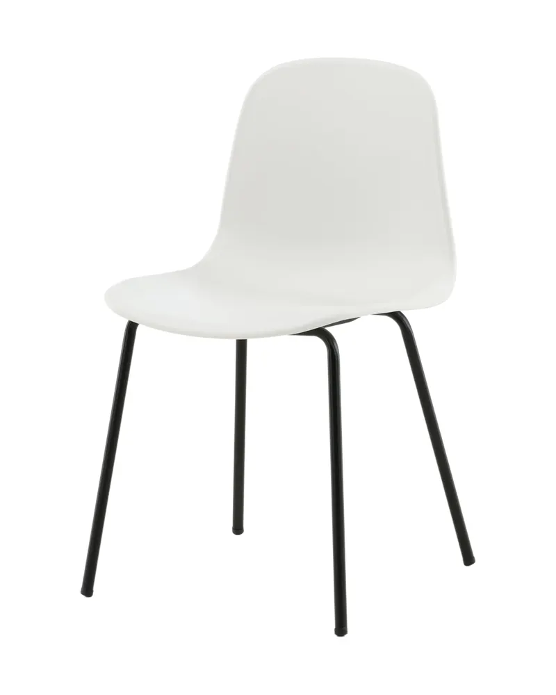 Arctic Esszimmerstuhl mit Kunststoffschale und Stahlbeinen in Weiß, Gestell Schwarz, Ansicht 2