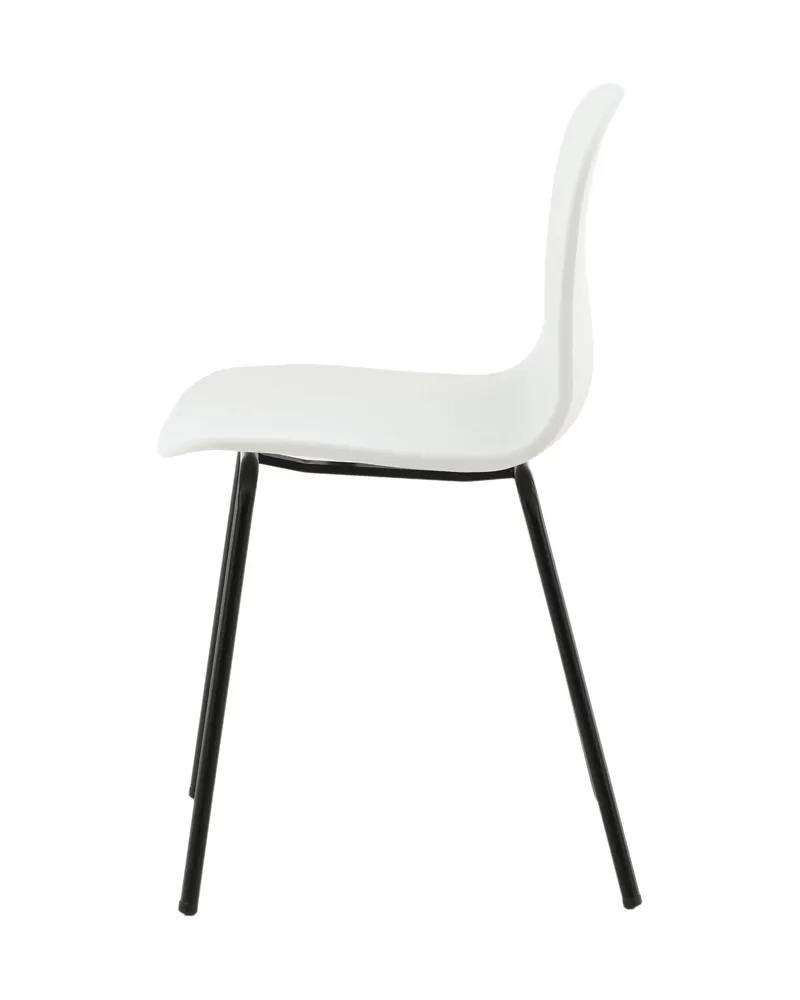 Arctic Esszimmerstuhl mit Kunststoffschale und Stahlbeinen in Weiß, Gestell Schwarz, Ansicht 5