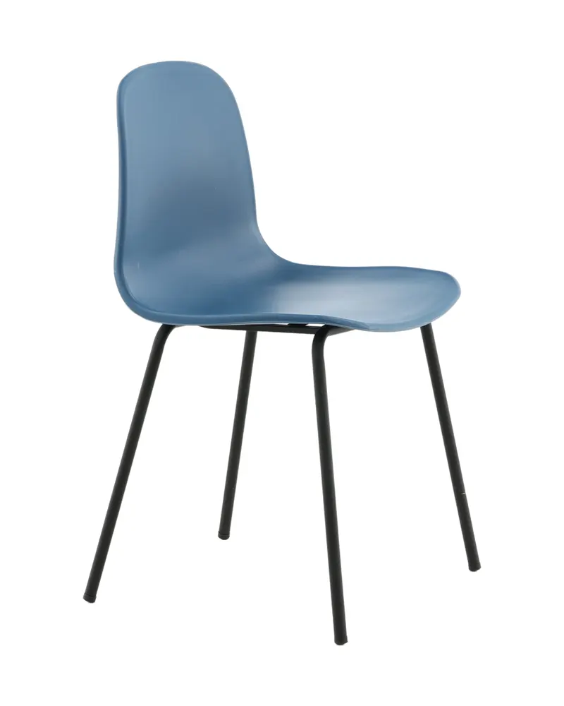 Arctic Esszimmerstuhl mit Kunststoffschale und Stahlbeinen in Blau, Gestell Schwarz, Ansicht 12