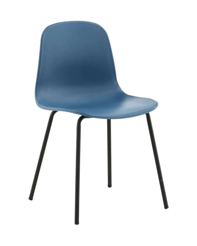 Arctic Esszimmerstuhl mit Kunststoffschale und Stahlbeinen in Blau, Gestell Schwarz, Ansicht 13
