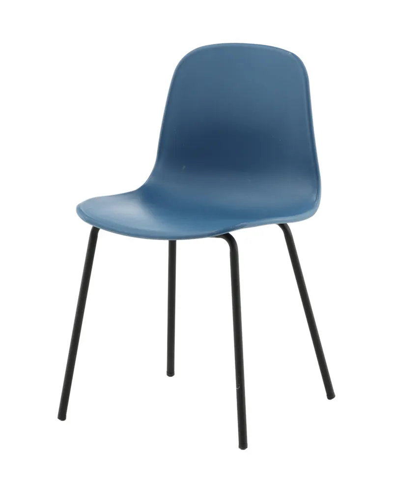 Arctic Esszimmerstuhl mit Kunststoffschale und Stahlbeinen in Blau, Gestell Schwarz, Ansicht 2