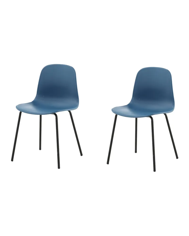 Arctic Esszimmerstuhl mit Kunststoffschale und Stahlbeinen in Blau, Gestell Schwarz, Ansicht 3