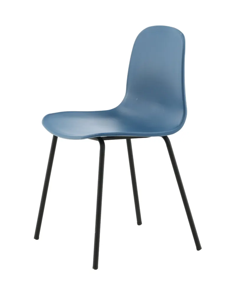 Arctic Esszimmerstuhl mit Kunststoffschale und Stahlbeinen in Blau, Gestell Schwarz, Ansicht 4