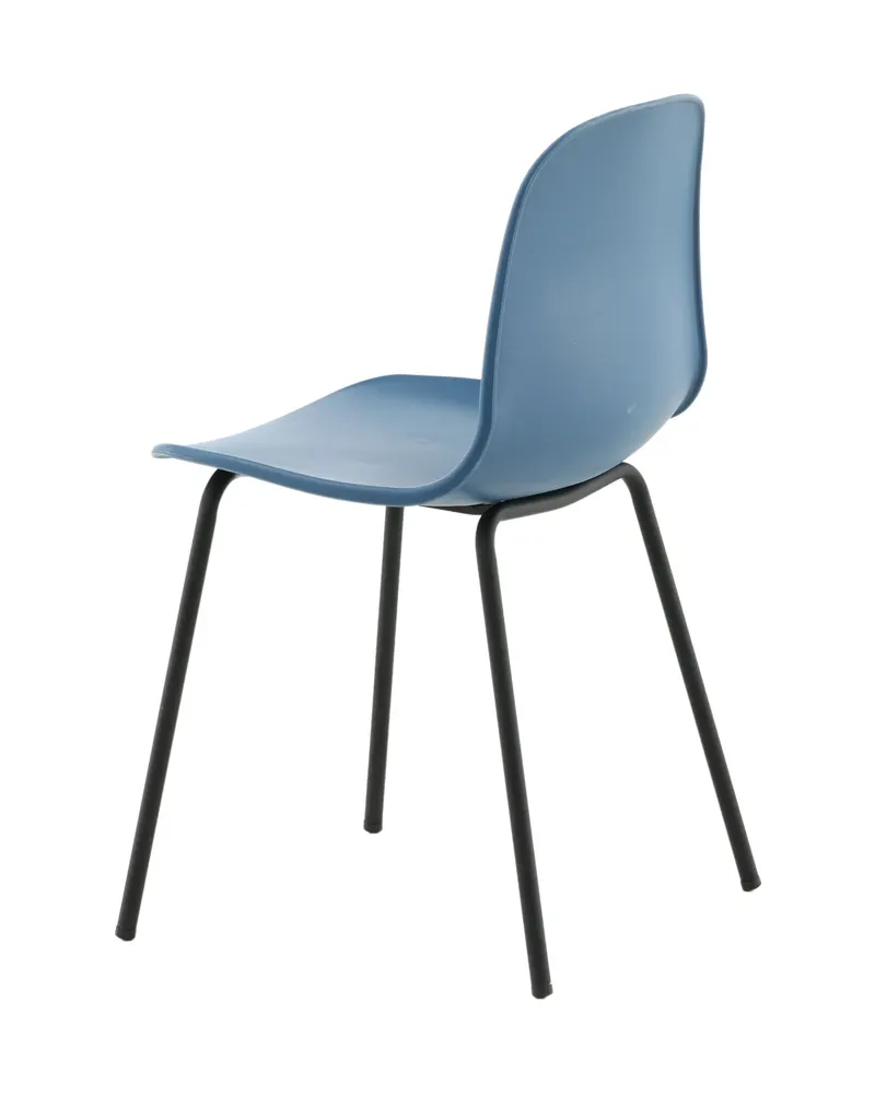 Arctic Esszimmerstuhl mit Kunststoffschale und Stahlbeinen in Blau, Gestell Schwarz, Ansicht 6