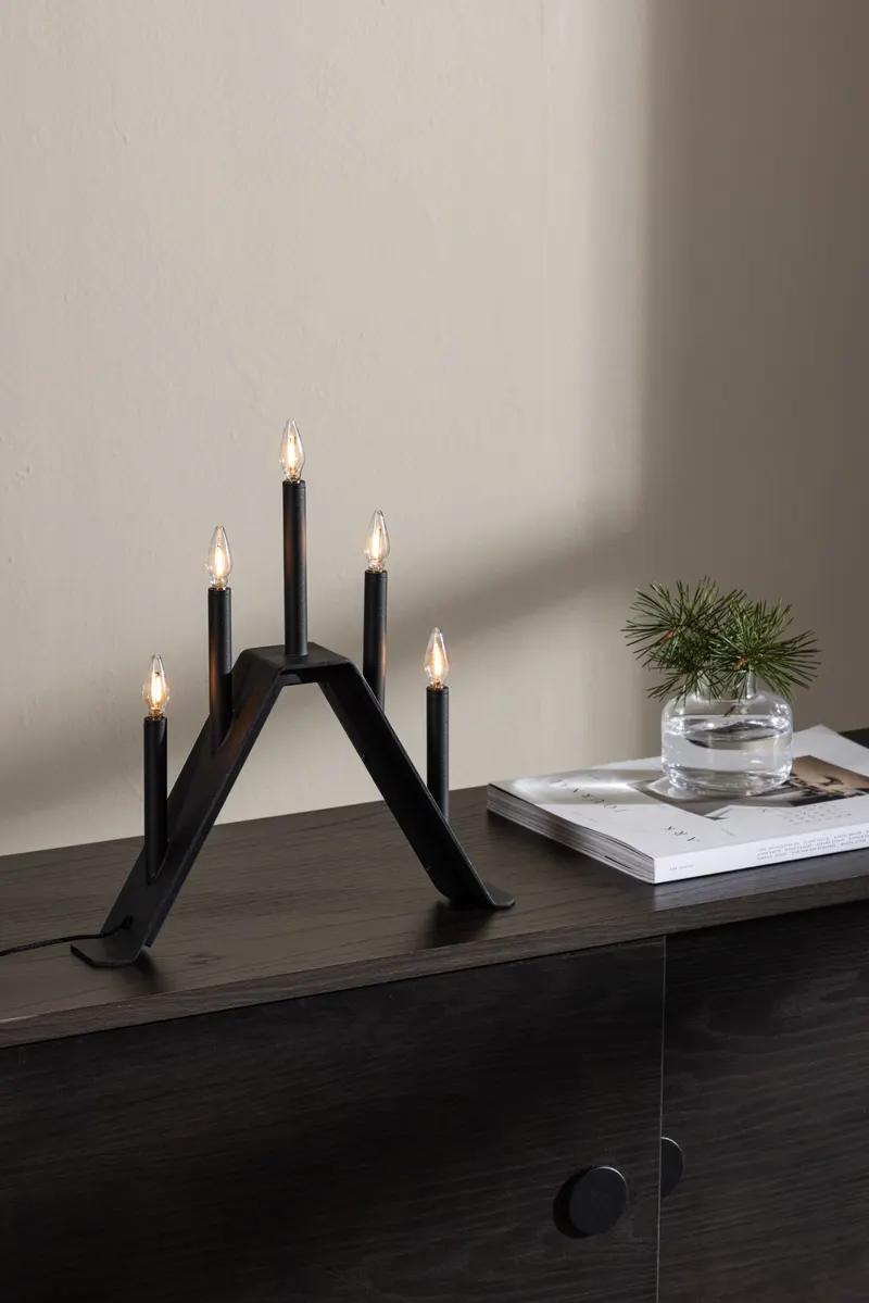 Åre Weihnachtsbeleuchtung als Adventsleuchter mit Lichtern in Kerzenform in 6 × 36 × 32 cm, im Wohnraum, Ansicht 1