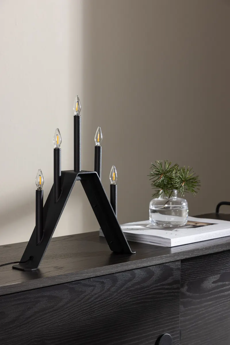 Åre Weihnachtsbeleuchtung als Adventsleuchter mit Lichtern in Kerzenform in 6 × 36 × 32 cm, im Wohnraum, Ansicht 4