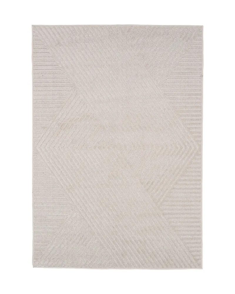 Aron Teppich mit grafischem Linienmuster in 340 × 240 cm, Weiß, Ansicht 1