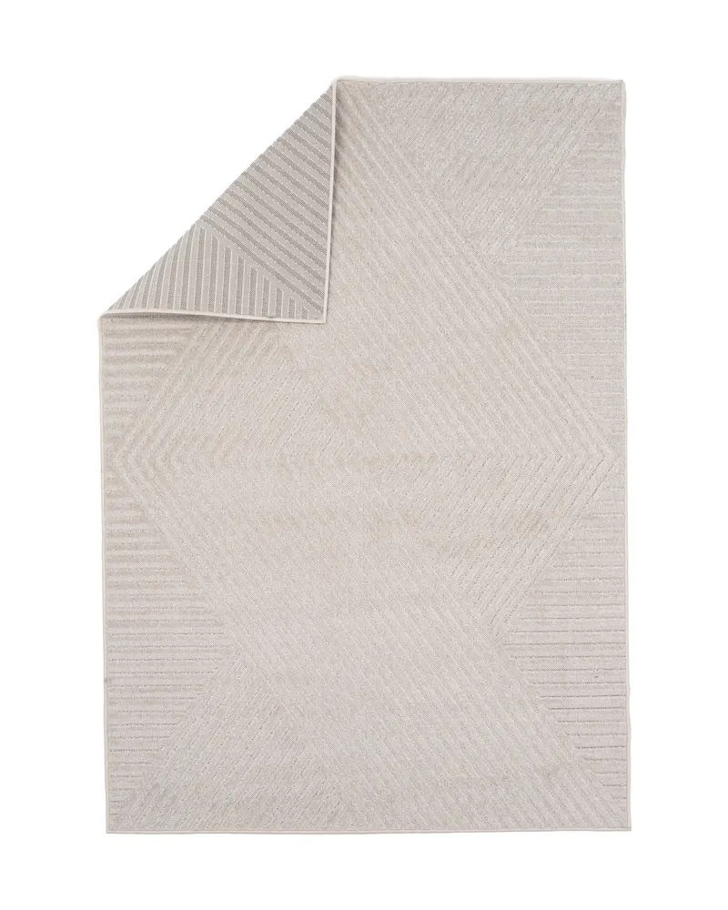Aron Teppich mit grafischem Linienmuster in 340 × 240 cm, Weiß, Ansicht 2