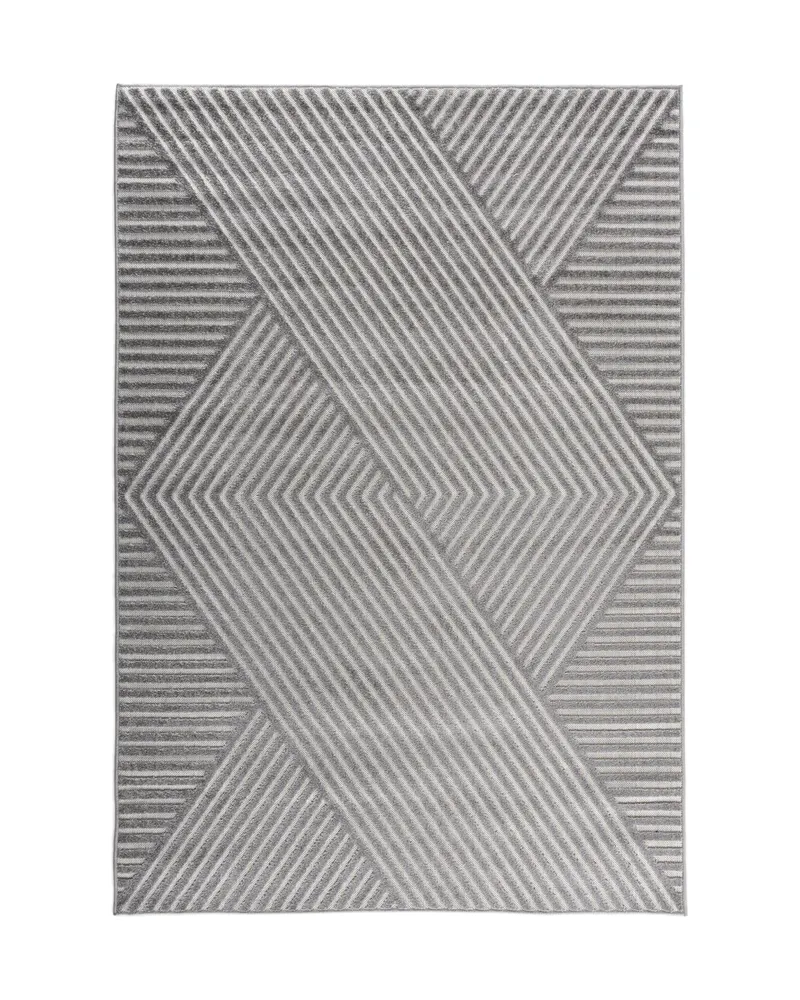 Aron Teppich mit grafischem Linienmuster in 290 × 200 cm, Grau, Ansicht 1