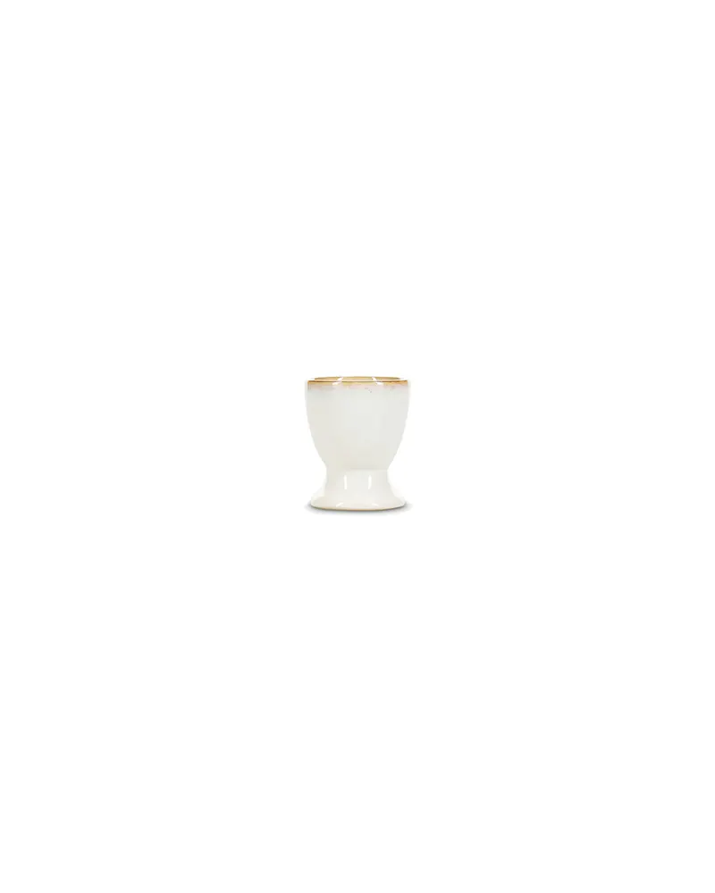 Artisan Eierbecher aus Steinzeug, reaktive Glasur, Ø 5 cm, Weiß