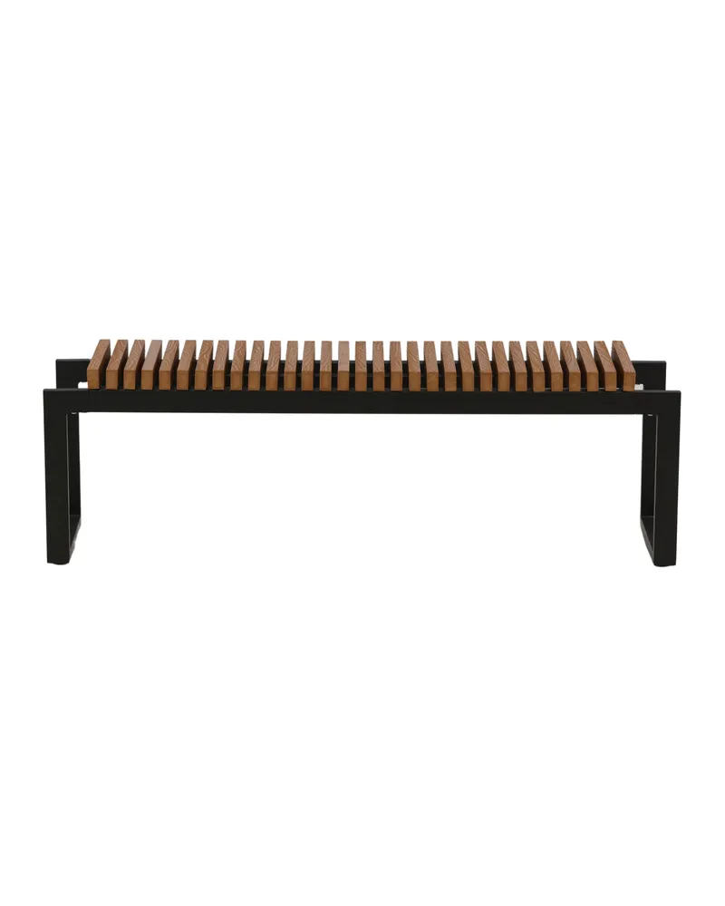 Athena Gartenbank aus Aluminium mit Lattensitz in Natur, Gestell Schwarz, Ansicht 10