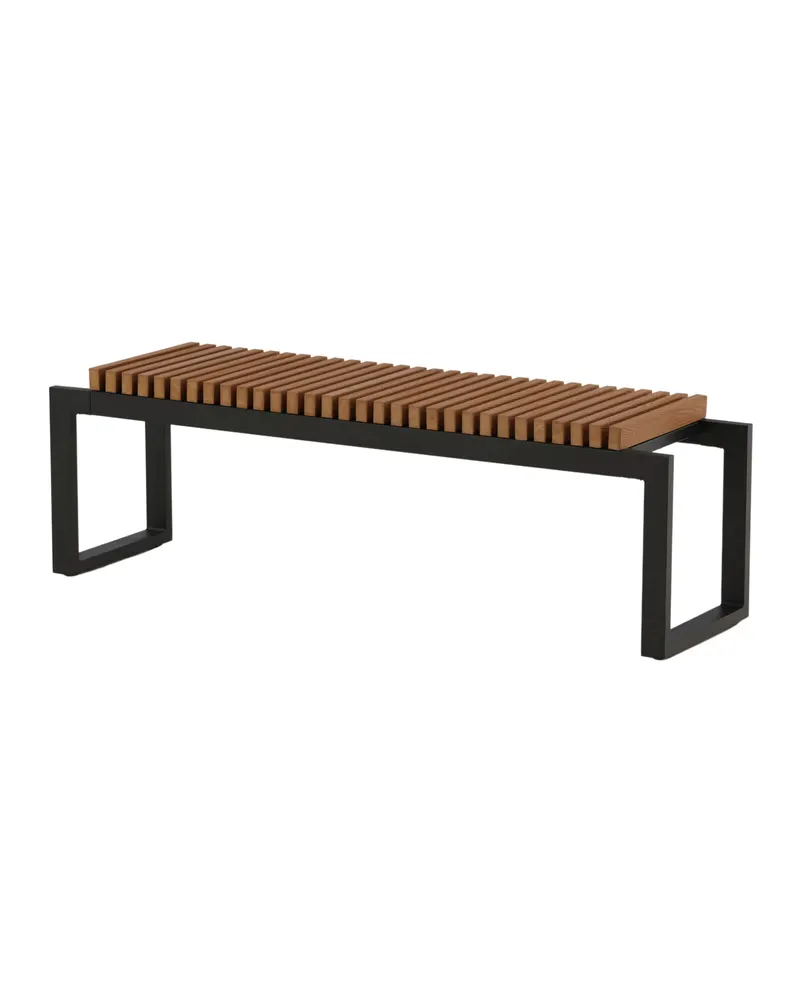 Athena Gartenbank aus Aluminium mit Lattensitz in Natur, Gestell Schwarz, Ansicht 11