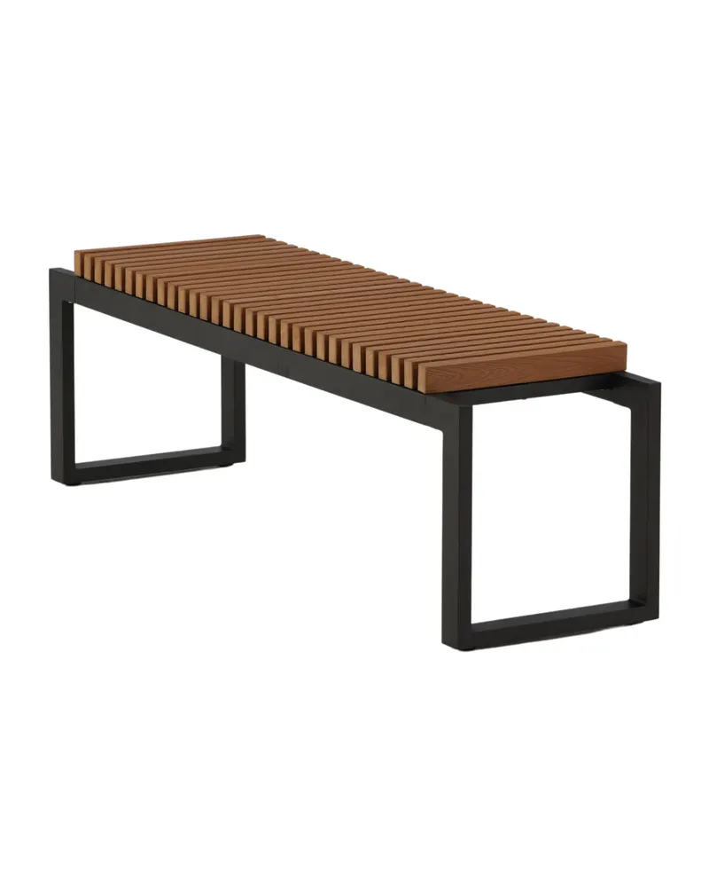 Athena Gartenbank aus Aluminium mit Lattensitz in Natur, Gestell Schwarz, Ansicht 12