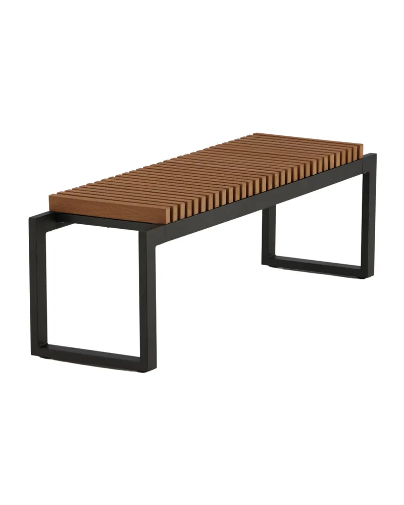 Athena Gartenbank aus Aluminium mit Lattensitz in Natur, Gestell Schwarz, Ansicht 2